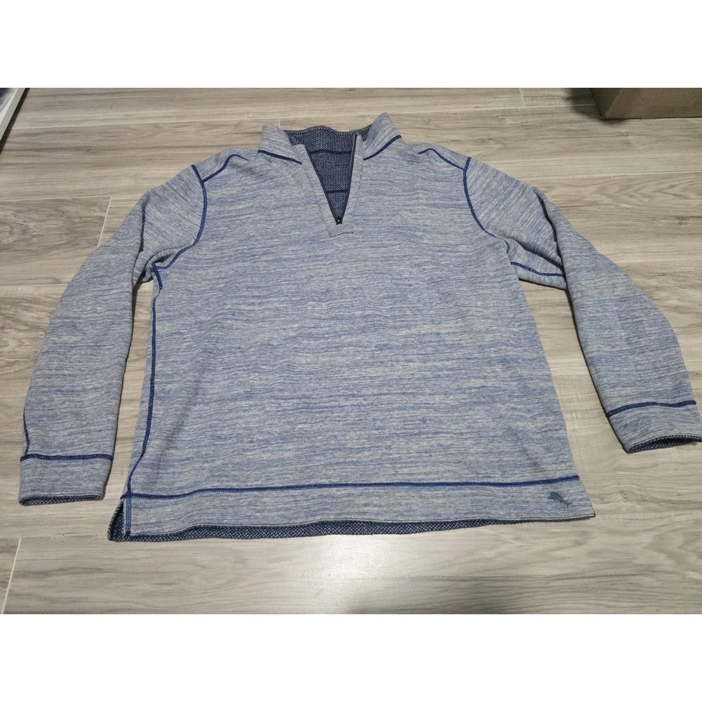 Tommy Bahama 1/4 Zip Mens Reversible Pullover Sweater XL Blue - Picture 9 of 10